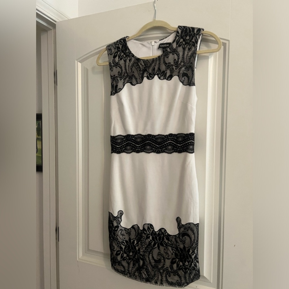 White dress with black lace!  Very classy